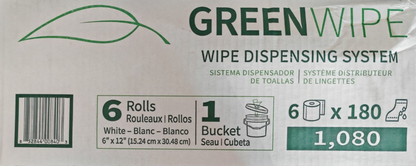 GreenWipe Reinigungstücher 1080 Stück 6 Rollen + Spendereimer Industrie Wipe HA6