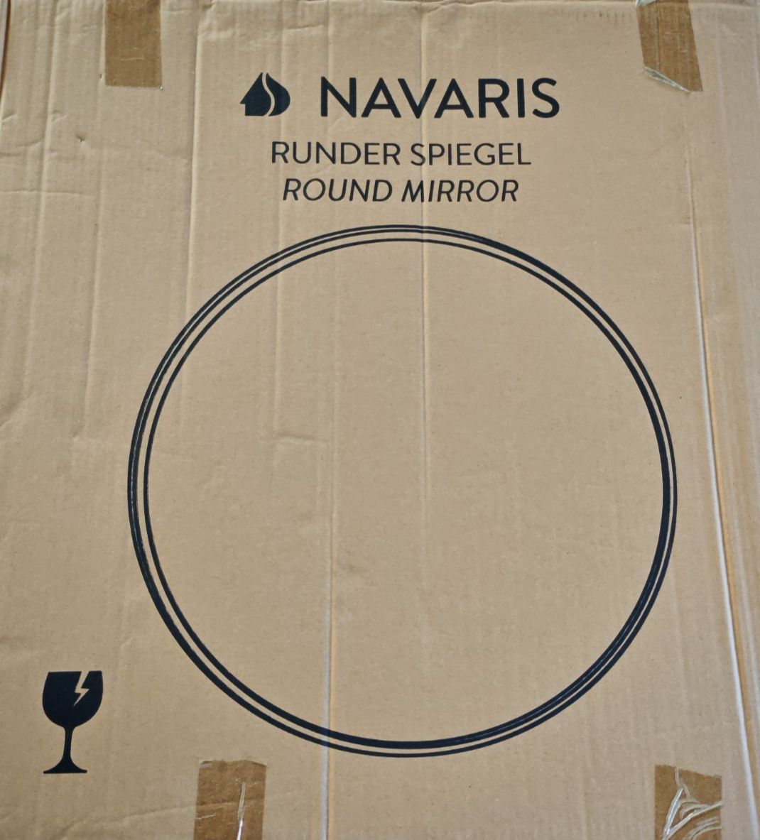 Navaris Wandspiegel Rund 60cm Schwarz Badezimmerspiegel Flur Deko Spiegel HOA7