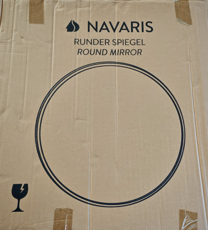 Navaris Wandspiegel Rund 60cm Schwarz Badezimmerspiegel Flur Deko Spiegel HOA7