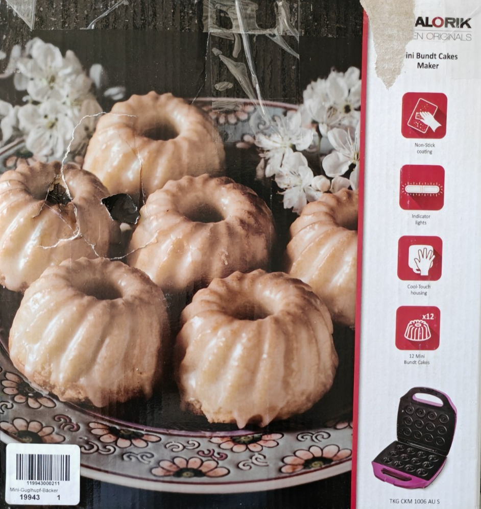 Kalorik TKG CKM 1006 AU S Mini Gugelhupfbäcker 12 Mini Kuchen 900W Backgerät F3