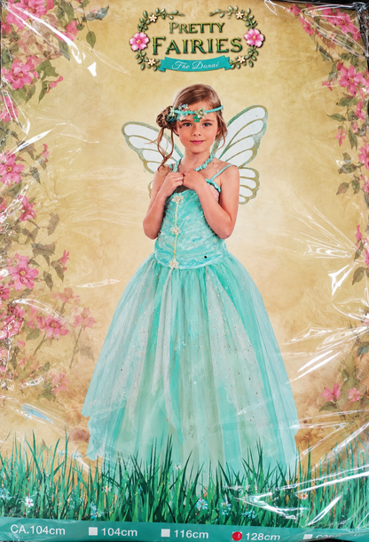CHAKS Pretty Fairies Fee Kostüm Mädchen Gr. 128 Türkis Feenkleid Karneval G