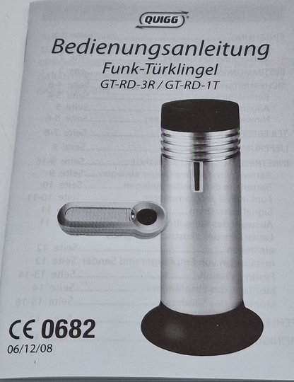 Quigg GT-RD-3R Funk Türklingel Kabellos Empfänger Funkgong Türgong 100m A6
