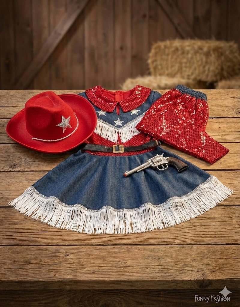 Fanny Fashion Cowboy Jeans Girl Kostüm Kinder Größe 152 Fasching Karneval