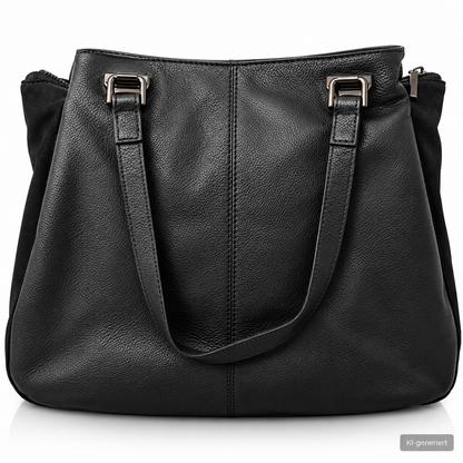 Desiderius Bendine Damen Ledertasche Schwarz Echtleder Shopper Handtasche H3