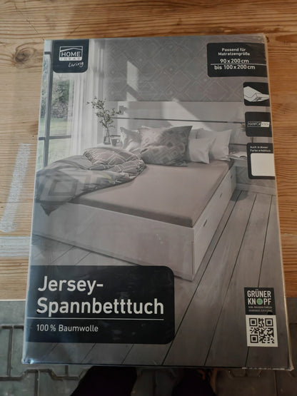 Home Ideas Jersey Spannbettlaken Baumwolle 90x200–100x200 cm Grau