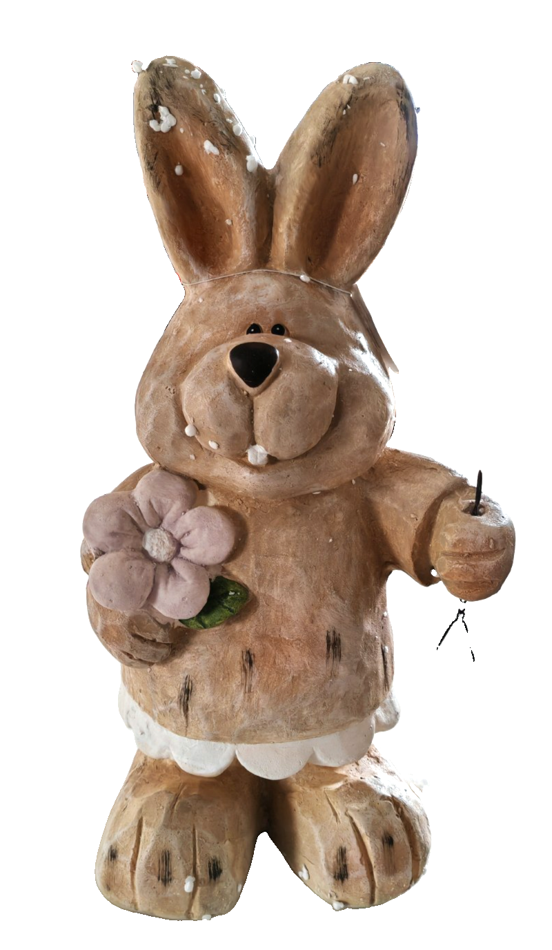 Osterhase Hasenmädchen mit Blume & Laterne 42 cm Osterdeko Gartenfigur C5