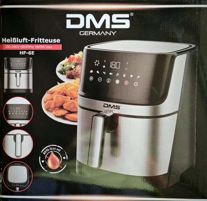 DMS XXL Heißluftfritteuse 6L 1800W Airfryer Touch Display 8 Programme HO-A21