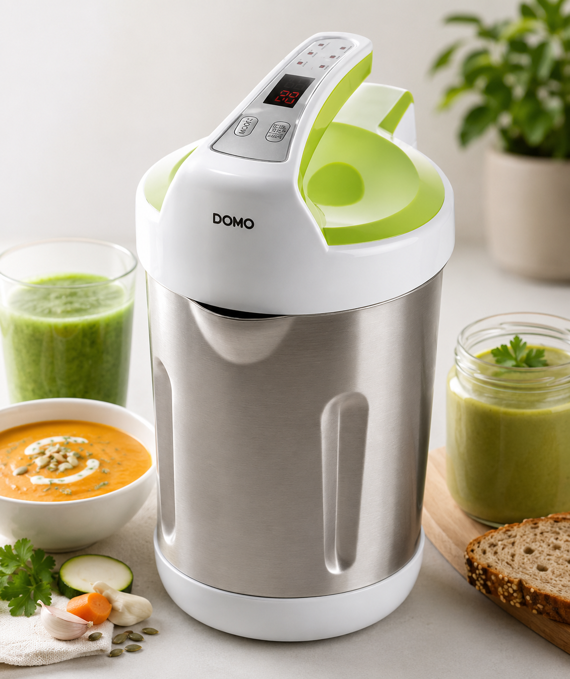 DOMO DO705BL Suppenkocher 2L Mixer 6 Programme Edelstahl Soup Maker LED C2