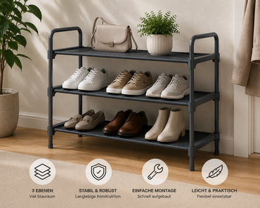 Kitsure Schuhregal 67x30x57cm Schuhablage platzsparend Schuhständer Grau HO-A1