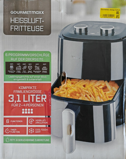 GOURMETmaxx Heißluftfritteuse 3,1L Airfryer 6 Programme Timer 2-4 Personen HA22