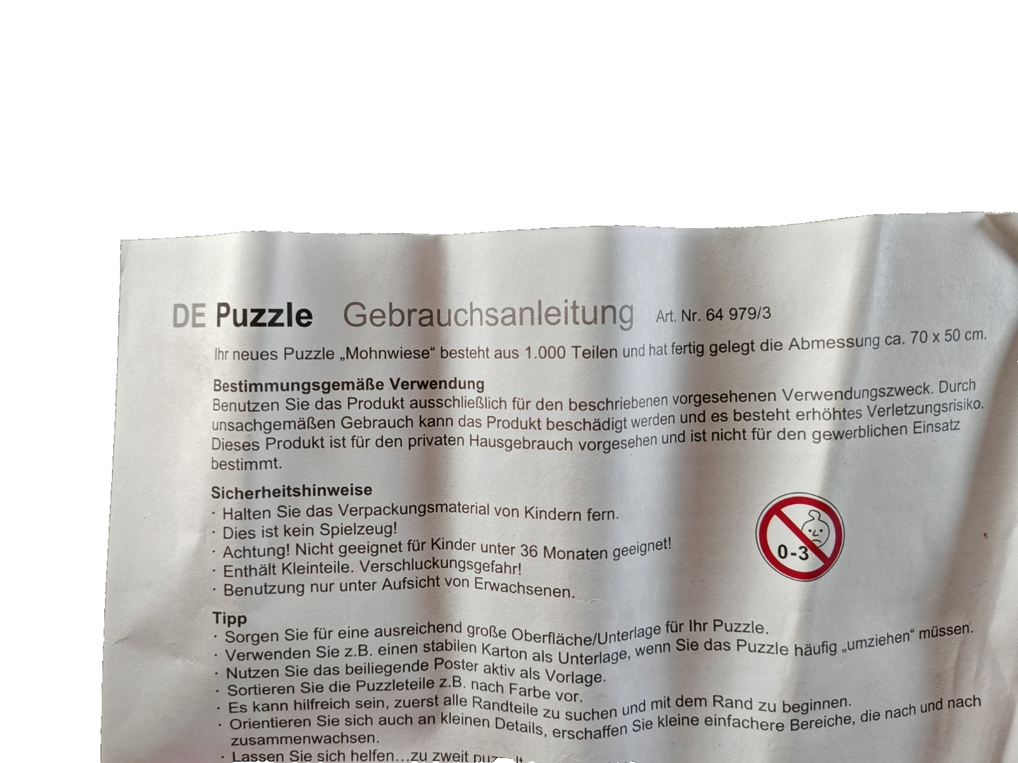 Puzzle Mohnwiese 1000 Teile Landschaft Blumenwiese Legepuzzle Erwachsene XXL D8