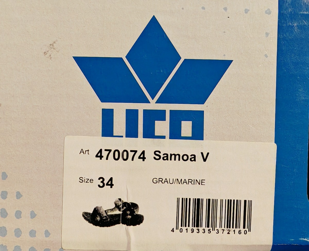 LICO Samoa V Trekkingsandalen Gr. 34 Grau Marine Outdoor Sandalen Klettverschlus
