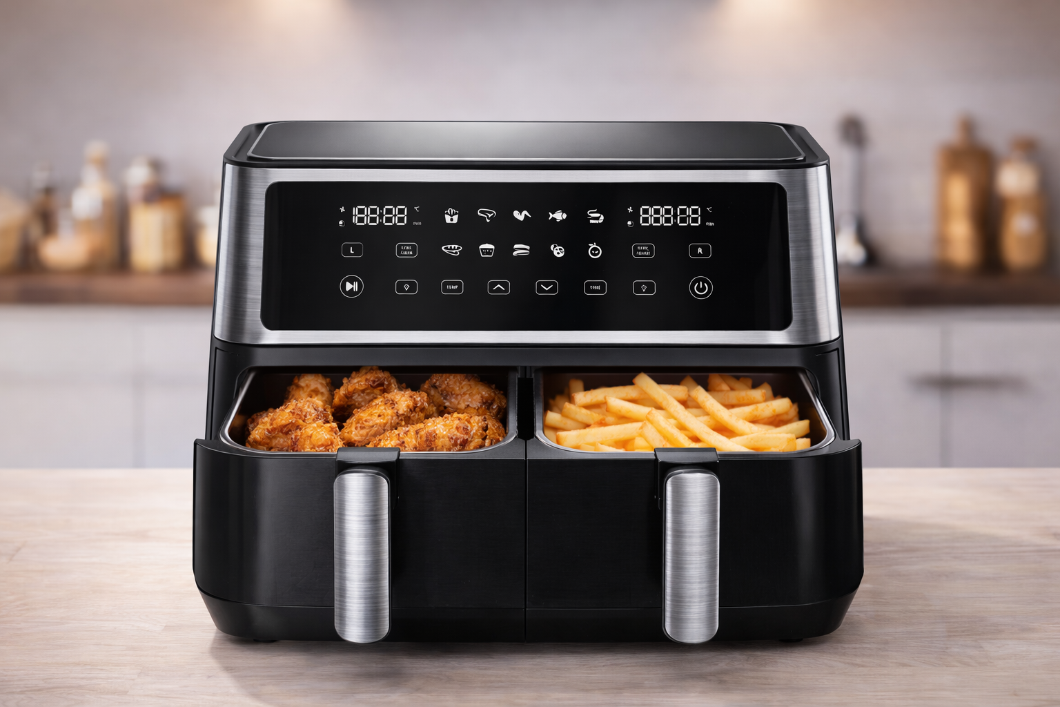 Tomanto Dual Zone Air Fryer AFD-5001A-W Heißluftfritteuse Digital