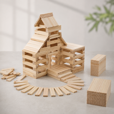 Navaris Holz Bauklötze 100 Stück Holzbausteine Lernspielzeug Kinder Set