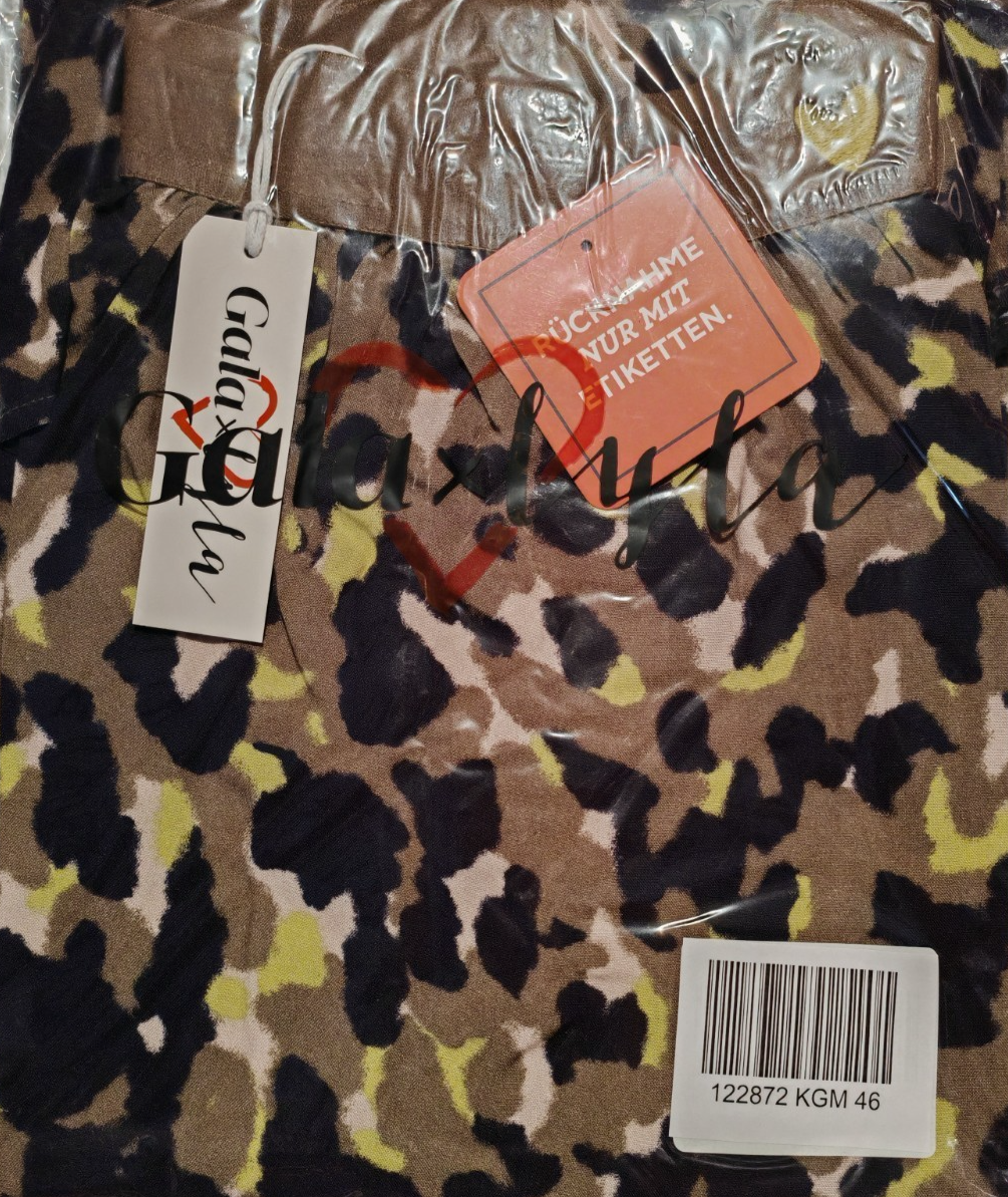 Lyla Damen Rock Gr. 46 Multicolor Leo Muster Midi Rock Gummibund QVC D1