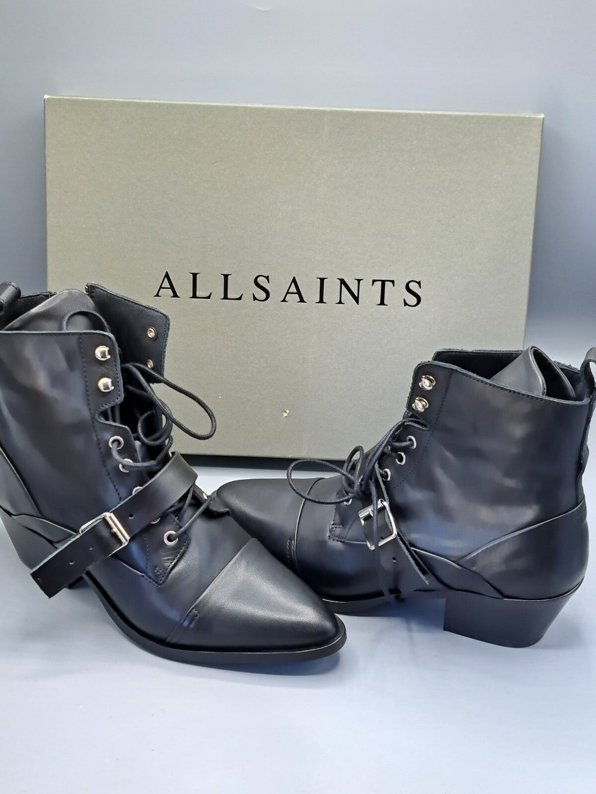 Allsaints Katy Zip Boots, Calf, Schwarz Größe 37