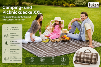 Tukan Camping Picknickdecke XXL 200x200 wasserfest Outdoor Decke Garten