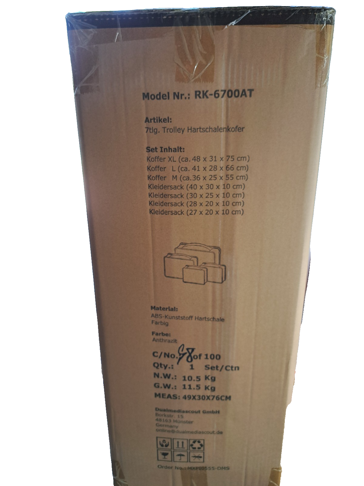DMS 7tlg. Trolley Hartschalenkofferset RK-6700AT