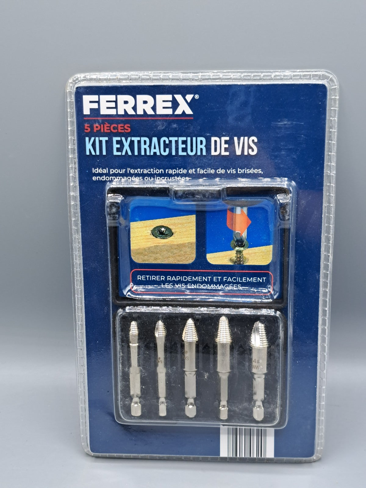 Ferrex Bit-Set Schrauben-Entferner-Set Extraktor Set 5 teilig im Koffer