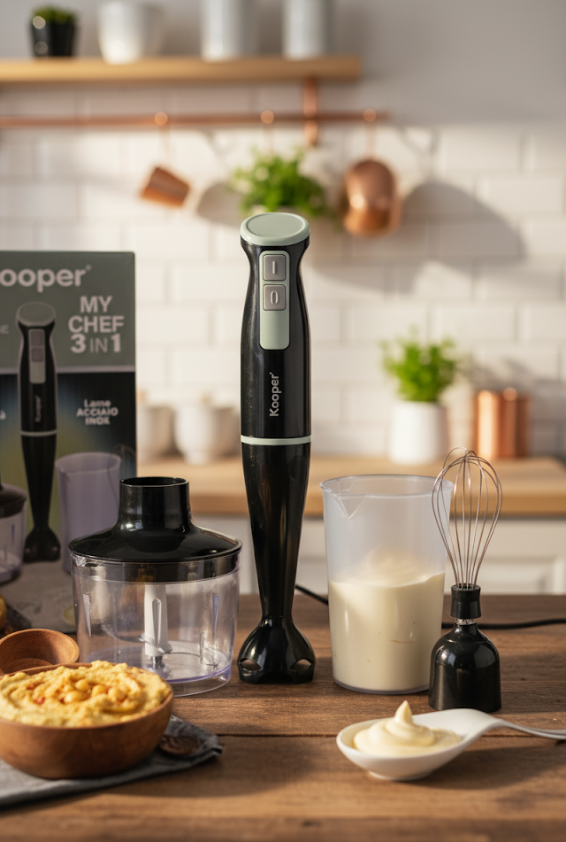 Kooper myChef 3in1 Stabmixer Pürierstab Mixer Zerkleinerer Edelstahl Küche D10