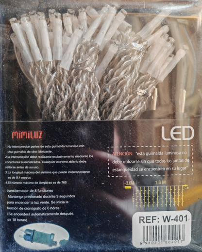 Mimi Luz LED Lichtervorhang 256 LED 31V Lichterkette Fenster Vorhang Beleuchtung