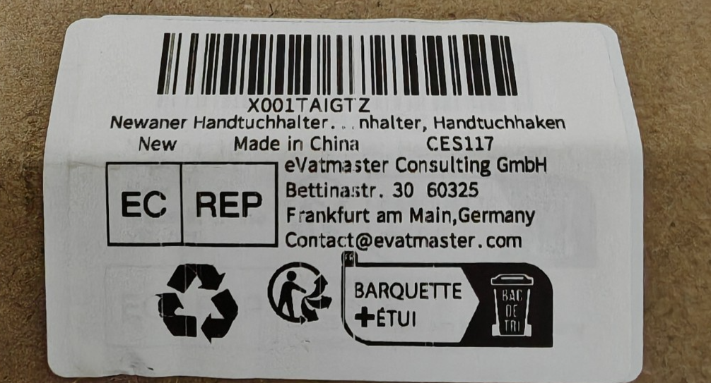 Newander Handtuchhalter 2er Set + 2 Haken Schwarz Selbstklebend Ohne Bohren E1
