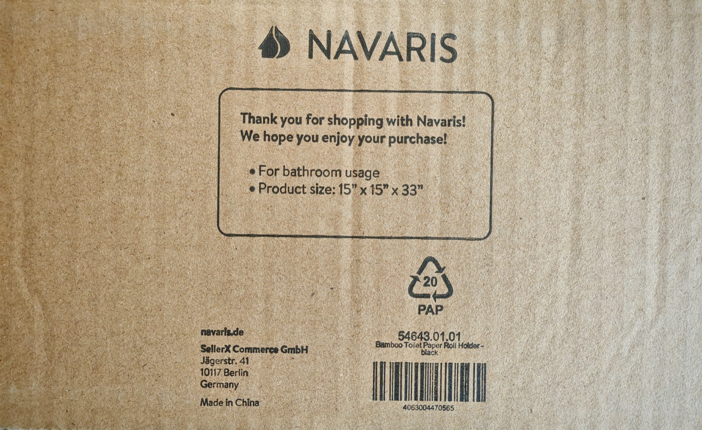 Navaris Toilettenpapierhalter Bambus Schwarz Ersatzrollenhalter freistehend E
