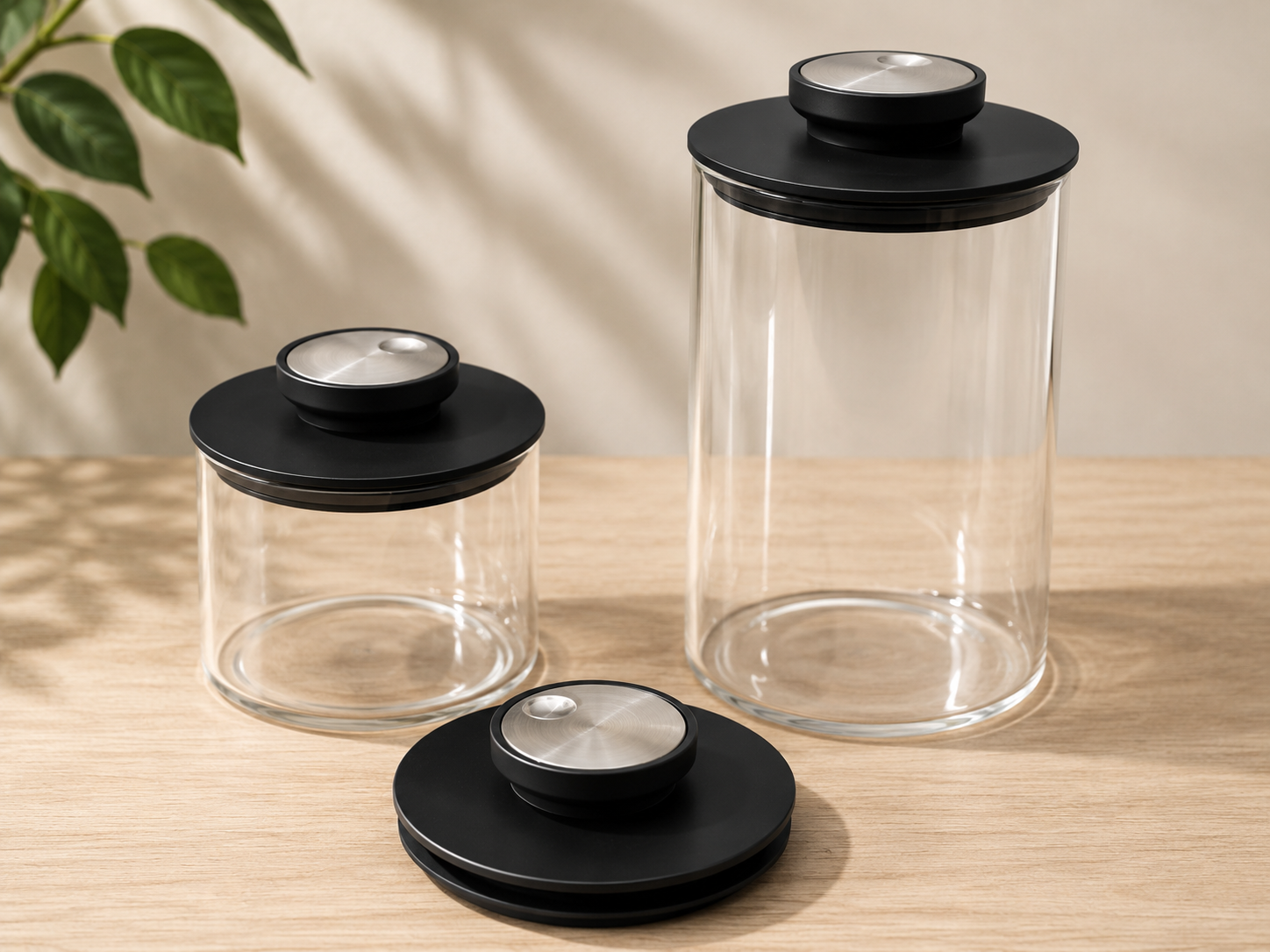LocknLock 2x Vorratsgläser Borosilikatglas One Touch Deckel Küchen Vorrat B3