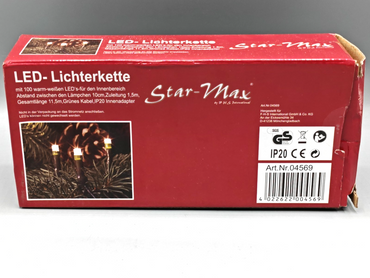 Star-Max LED Lichterkette mit 100 warm-weißen LED's für den Außenbereich