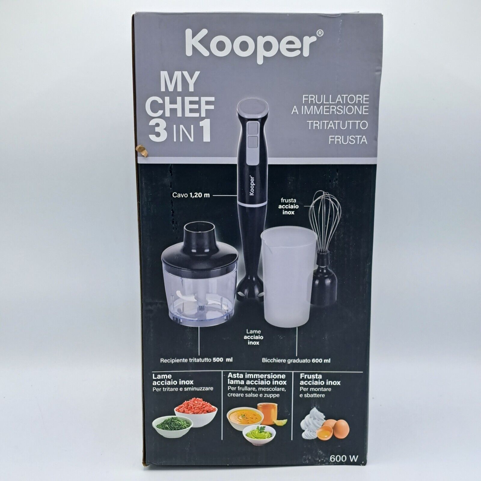 Kooper 3 in 1 Küchenroboter Mixer Chopper Beater 600W Kooper MyChef Schwarz