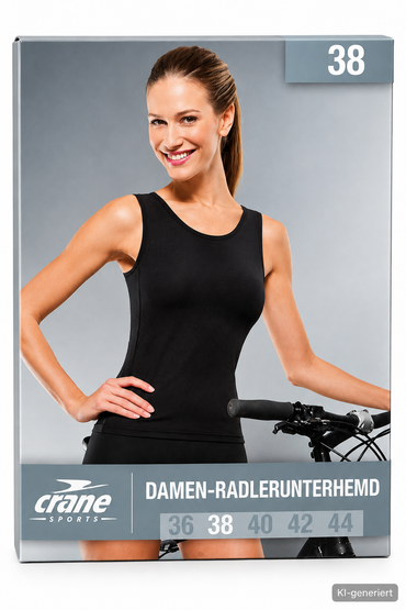 Crane Damen Radlerunterhemd Gr. 38 Schwarz Funktionsunterhemd Sport G3