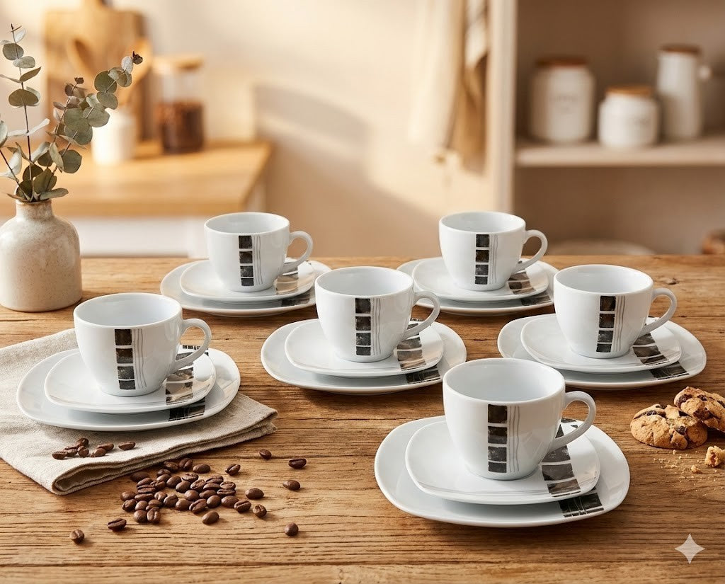 Arte Viva Kaffeeservice 18-teilig abstrakt stylisch Porzellan