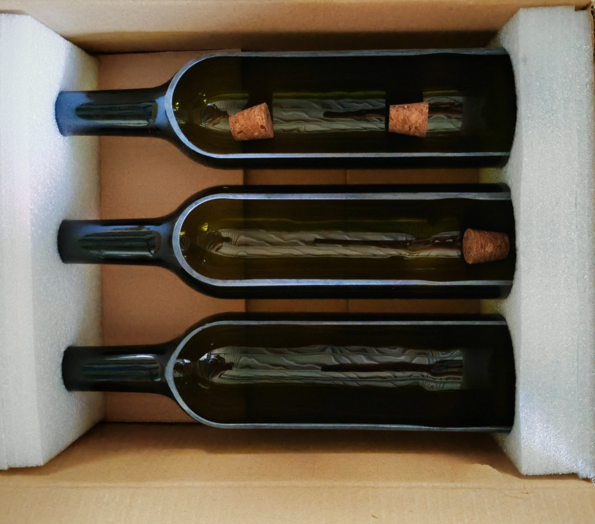 BELLE VOUS Glas Blumentopf 3er Set Weinflasche Sukkulenten Vase Vintage Deko F5