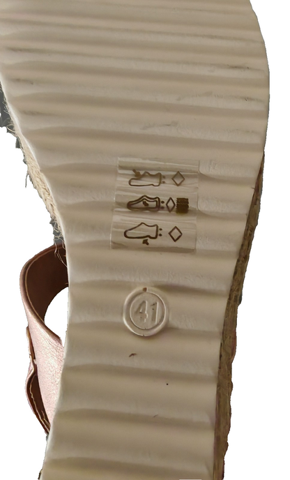 Damen Keilsandaletten Roségold Gr. 41 Espadrille Wedge Sandalen Metallic G2