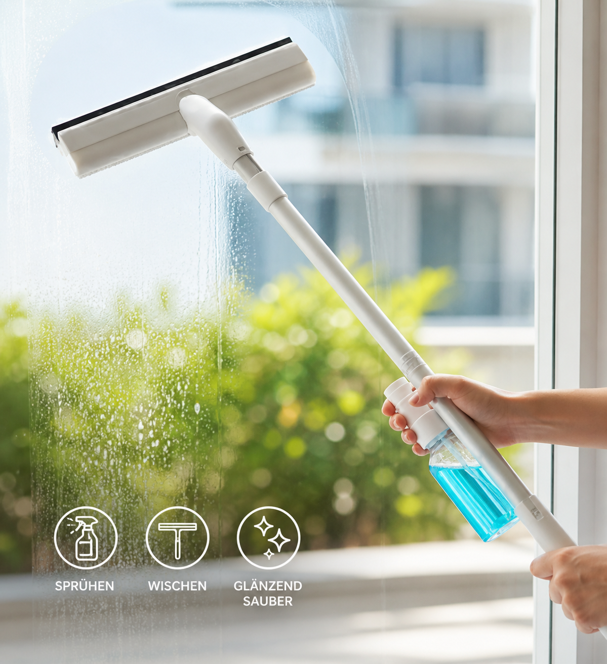 3in1 Fensterwischer mit Knickgelenk Scheibenwischer Glasreiniger Set