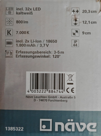 Näve Tillis LED Solar Außenwandleuchte Bewegungsmelder 800lm IP44 1385322 HA35