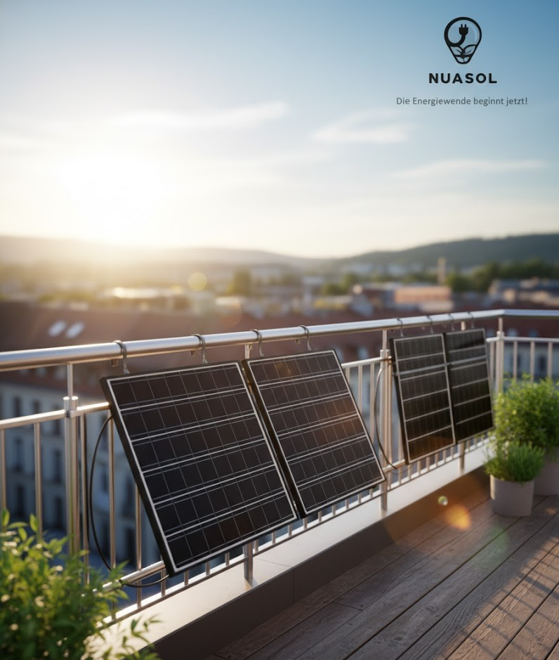 Nuasol Solarmodul Montageset Geländer Halterung rund eckig Balkon PV