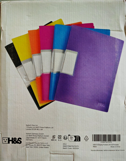H&S Sichtbuch A4 6er Set Sichtmappe 30 Klarsichthüllen Präsentationsmappe H1