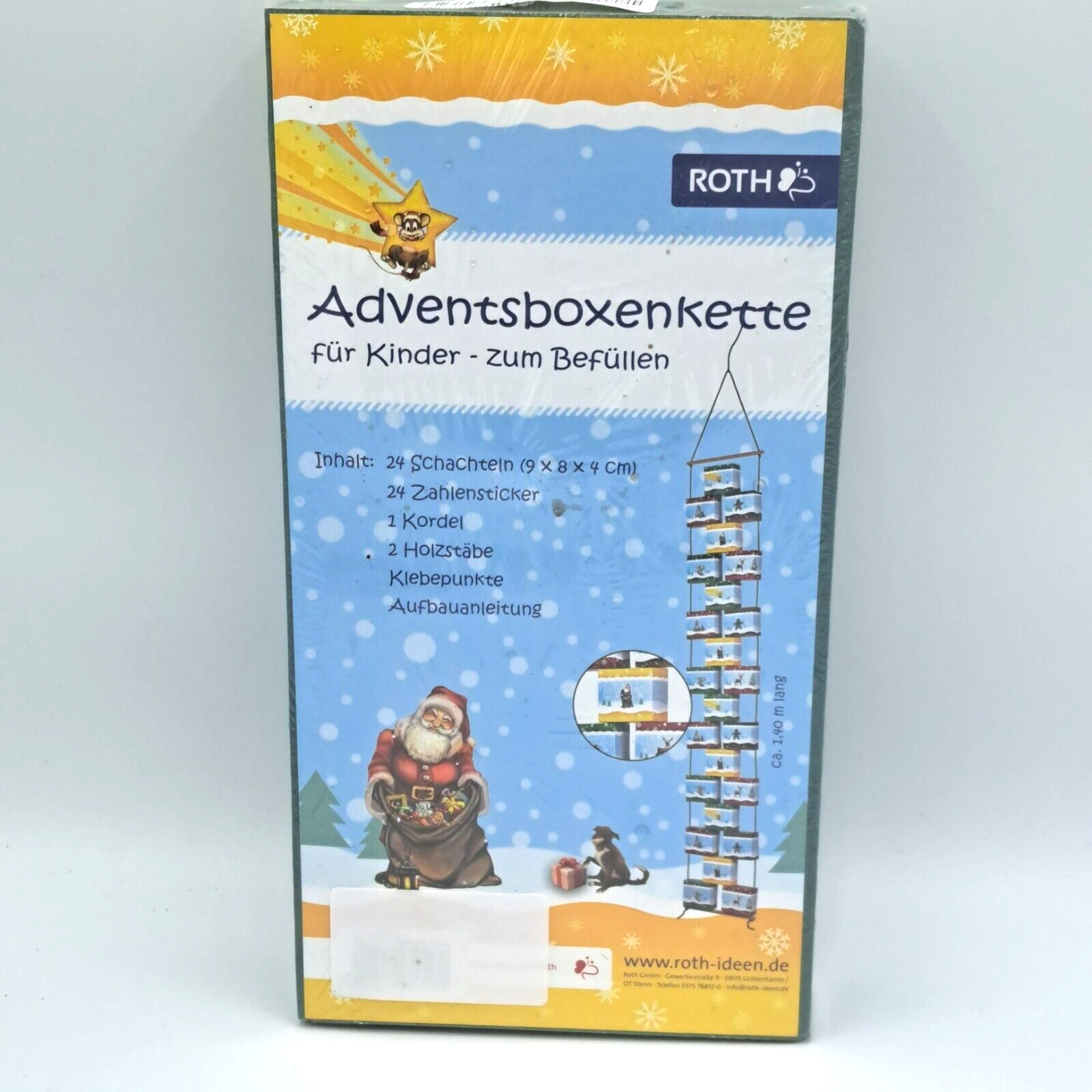 ROTH Adventskalender zum Befüllen - 24 Adventsboxenkette für Kinder mit 24 Boxen