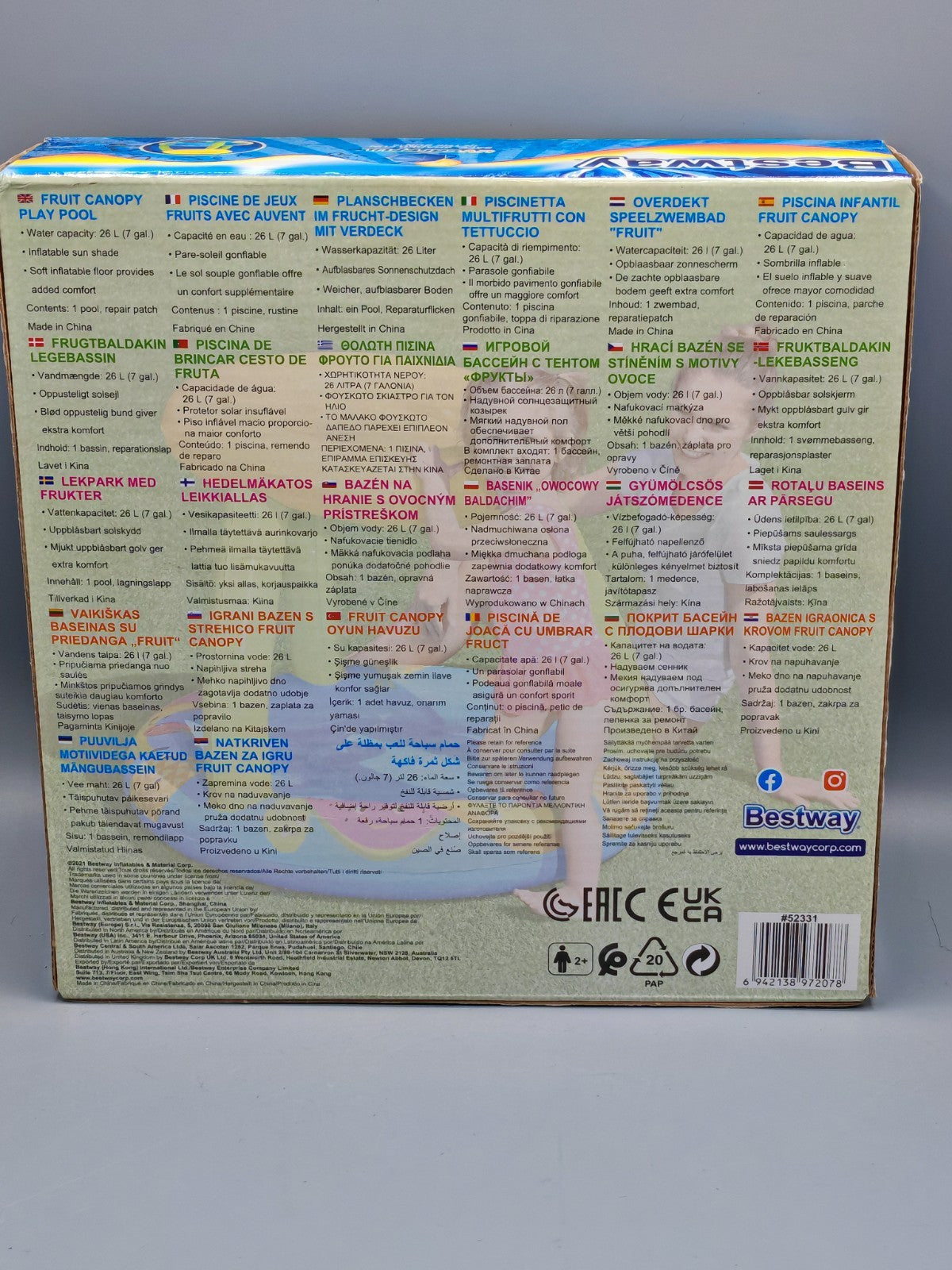 Bestway Planschbecken mit Verdeck, 26 Liter