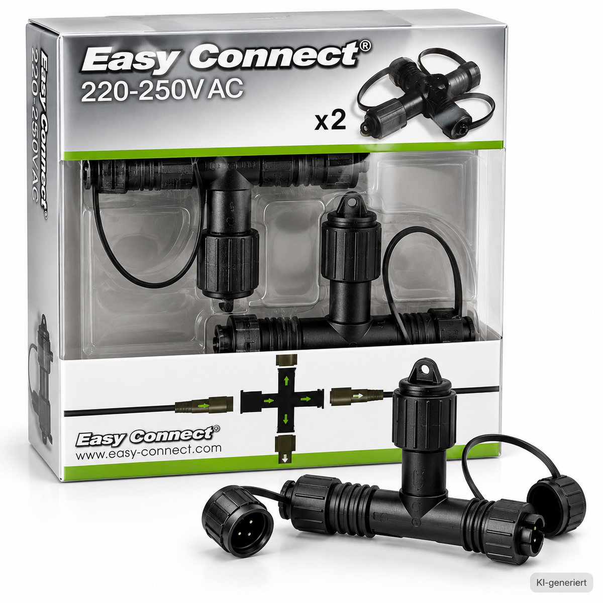 2x Easy Connect 66330 X-Verbinder 3 Ausgänge IP67 16A Gartenbeleuchtung HA34