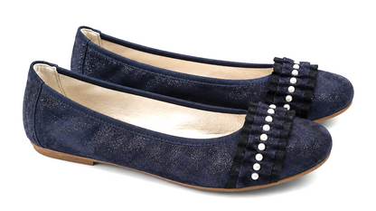 Tamaris Damen Ballerinas Gr. 38 Dunkelblau Perlen Lack Touch It Leder Schuhe G
