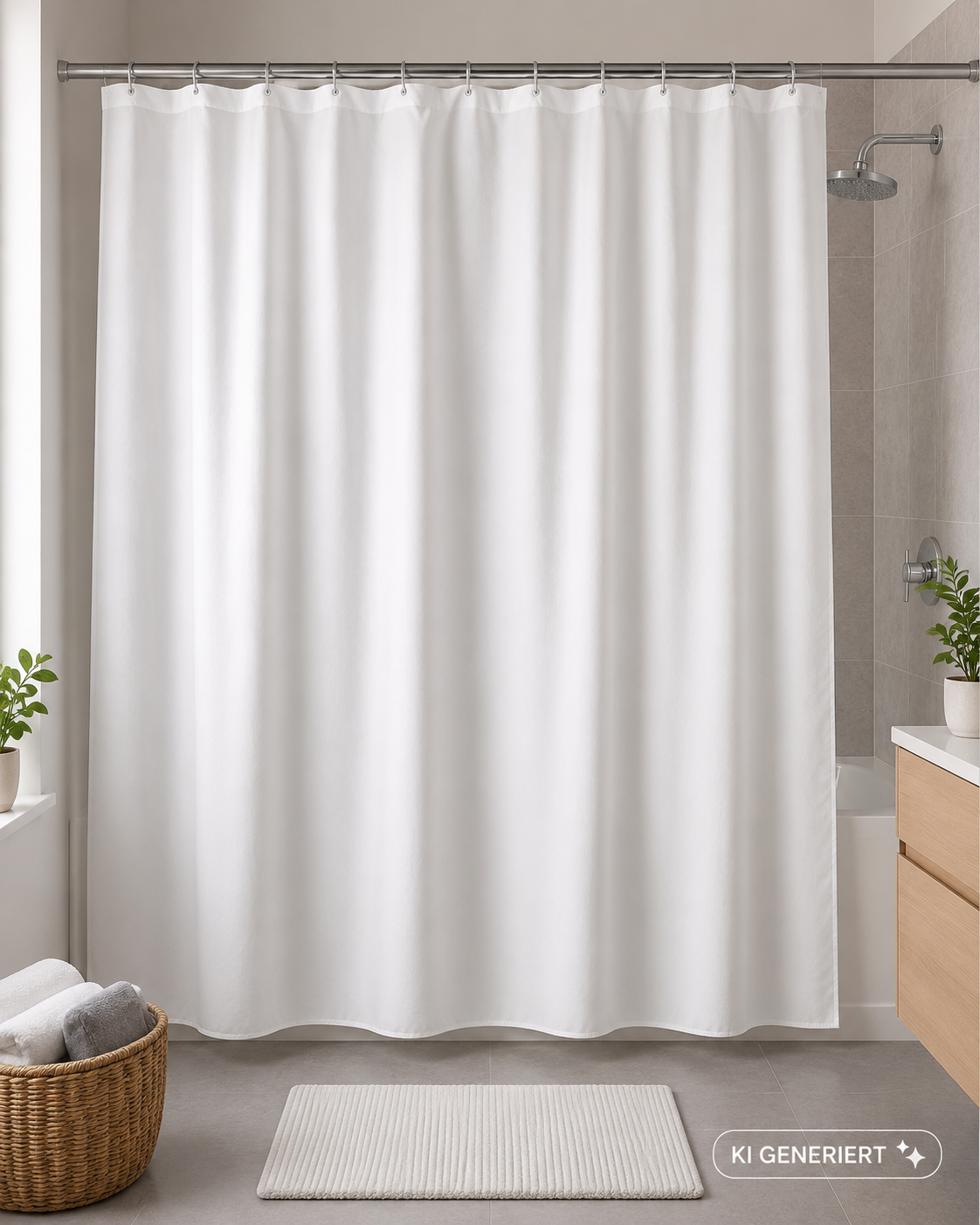 Widoro Premium Duschvorhang 180x180cm Weiß Textil Bad Vorhang Dusche Bad E5