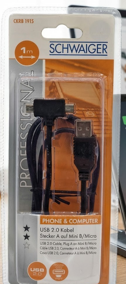 Schwaiger CKRB1915 USB 2.0 Anschlusskabel Stecker A auf Mini/Micro B