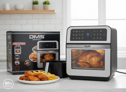 DMS® XXL 12L Heißluftfritteuse mit Drehgrill - Edelstahl