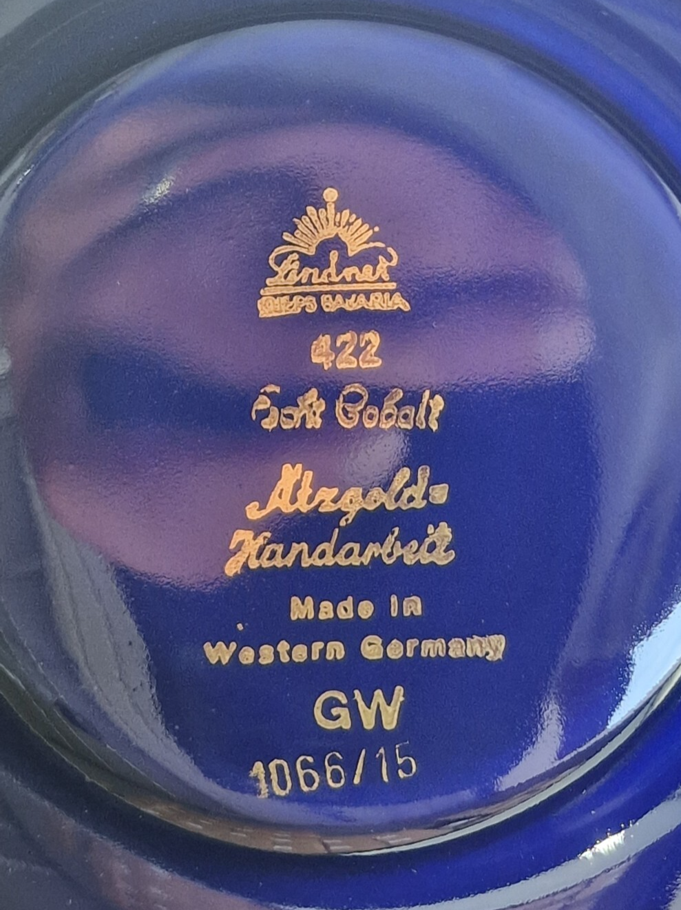 Lindner Porzellan Vase 422 Echt Cobalt Ätzgold Handarbeit Blumen Bavaria