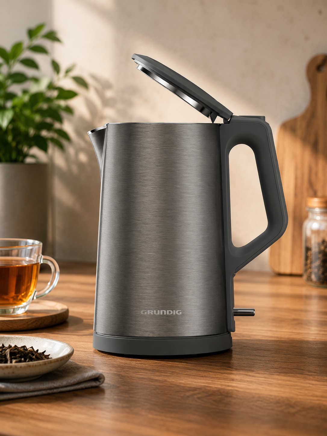 Grundig WK7340 Wasserkocher 1,5L 2150W Edelstahl Dark Inox kabellos HOA5