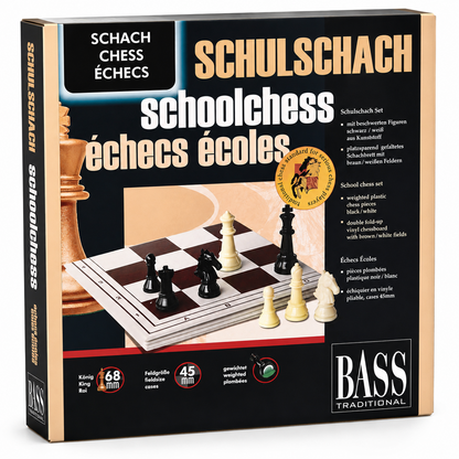 Bass Traditional Schulschach Set Schachbrett Schachspiel Brettspiel Reise D5