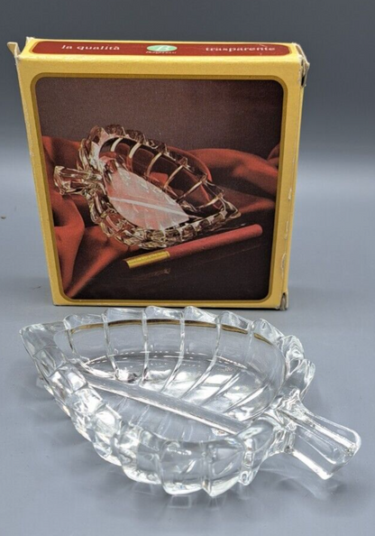 Vetreria di Borgonovo Glasblatt Aschenbecher 11cm Glas Vintage