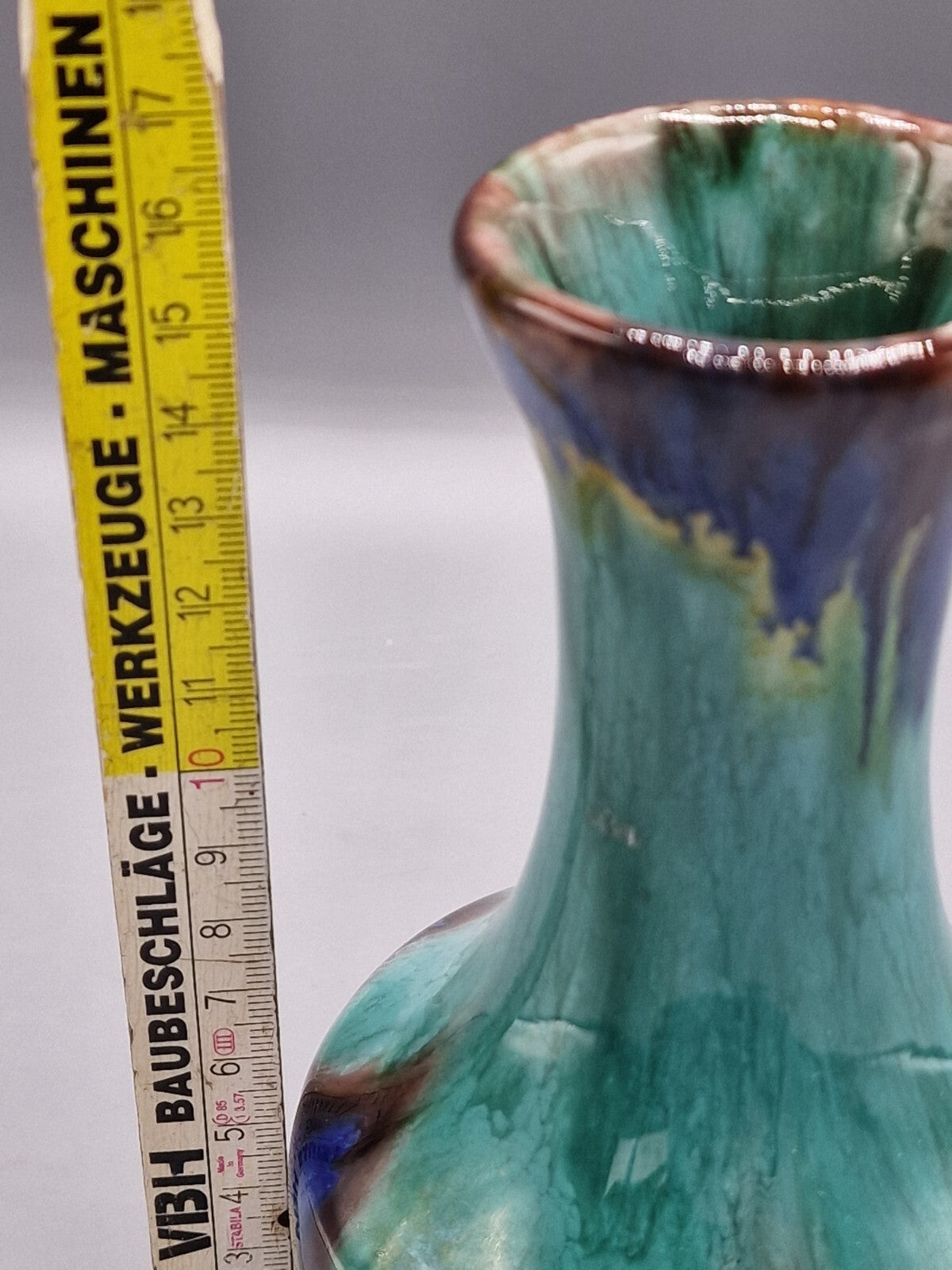 Keramik Vase Höhe 16 cm Antiquität Kunst Dekoration Sammlerobjekt